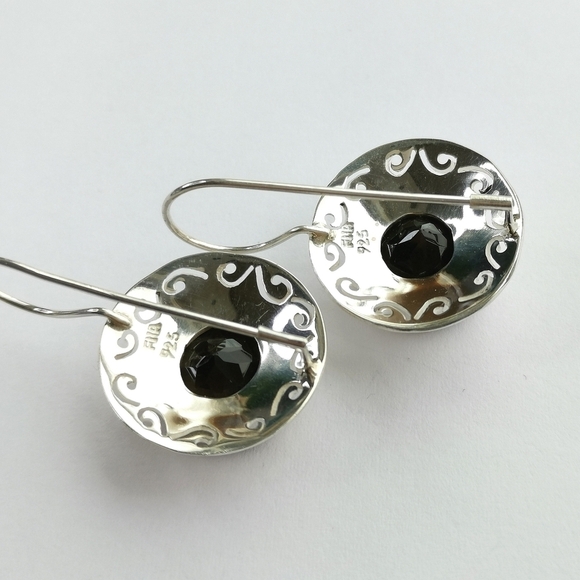 Smoky Topaz Quartz Drop Earrings Sterling Silver - Picture 2 of 8